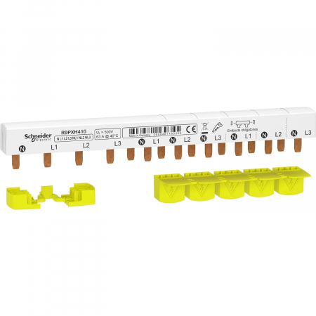 Bareta de alimentare-Pieptene - Bareta de alimentare 3P+N busbar pin 10M 63A Resi9 Schneider R9PXH410