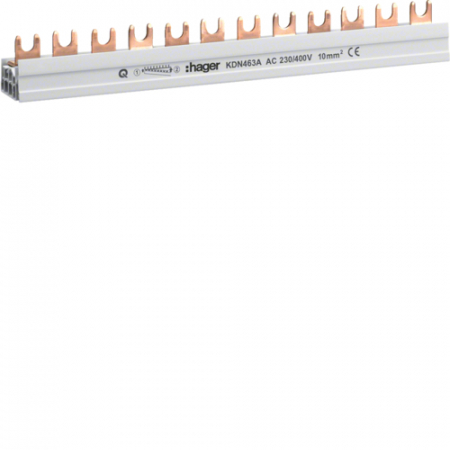 Bareta de alimentare-Pieptene - Bareta de alimentare 4P busbar furca 12M 63A Hager KDN463A