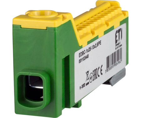 Repartitoare - Bloc distributie EDBC-1x25-13x2,5/PE 63A galben-verde Eti 001102448