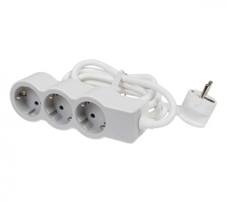 Prelungitoare si derulatoare - Bloc multipriza mobil 3x2P+T cablu 3m alb-gri Legrand 694559