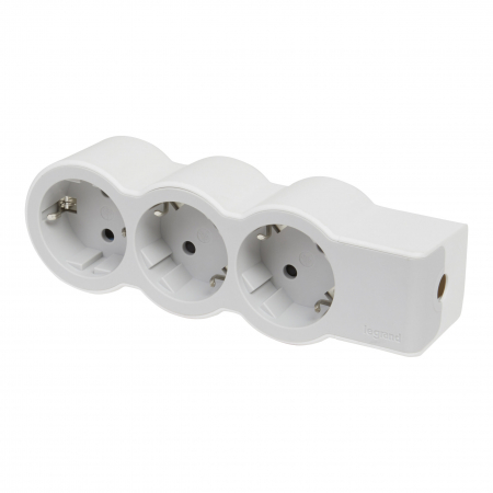 Prelungitoare si derulatoare - Bloc multipriza mobil 3x2P+T fara cablu alb-gri Legrand 694573