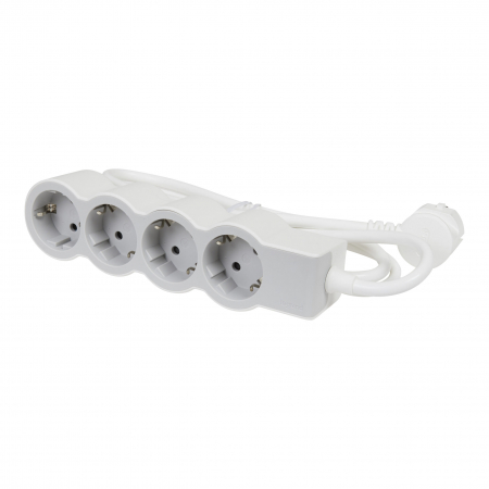 Prelungitoare si derulatoare - Bloc multipriza mobil 4x2P+T cablu 3m alb-gri Legrand 694561