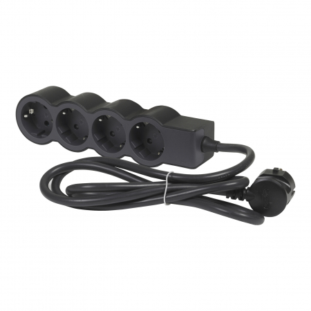 Prelungitoare si derulatoare - Bloc multipriza mobil 4x2P+T cablu 3m negru Legrand 694562