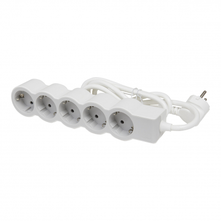 Prelungitoare si derulatoare - Bloc multipriza mobil 5x2P+T cablu 3m alb-gri Legrand 694563