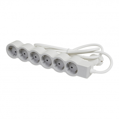 Prelungitoare si derulatoare - Bloc multipriza mobil 6x2P+T cablu 1,5m alb-gri Legrand 694557