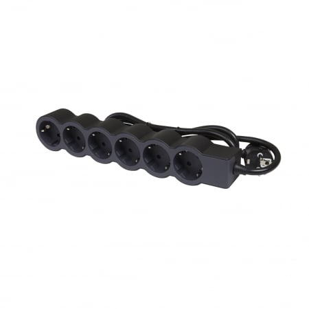 Prelungitoare si derulatoare - Bloc multipriza mobil 6x2P+T cablu 1,5m negru Legrand 694558