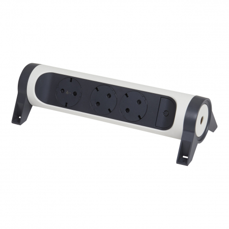 Prelungitoare si derulatoare - Bloc multipriza mobil rotativ 3x2P+T cu intrerupator alb-negru Legrand 694543