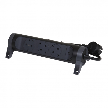 Prelungitoare si derulatoare - Bloc multipriza mobil rotativ 3x2P+T cu intrerupator cablu 1,5m negru Legrand 694528