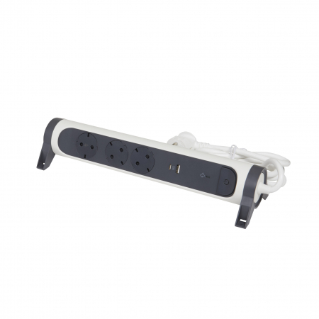 Prelungitoare si derulatoare - Bloc multipriza mobil rotativ 3x2P+T SPD-Supratensiune USB A+C si intrerupator Legrand 694508