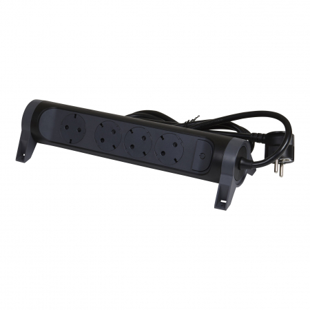 Prelungitoare si derulatoare - Bloc multipriza mobil rotativ 4x2P+T cu intrerupator cablu 3m negru Legrand 694537