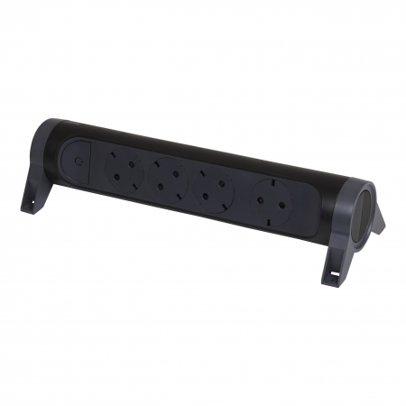 Prelungitoare si derulatoare - Bloc multipriza mobil rotativ 4x2P+T cu intrerupator negru Legrand 694545