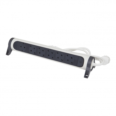 Accesorii - Bloc multipriza mobil rotativ 6x2P+T cu intrerupator cablu 3m alb-negru Legrand 694539