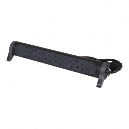 Accesorii - Bloc multipriza mobil rotativ 6x2P+T cu intrerupator cablu 3m negru Legrand 694540