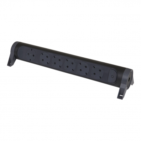 Prelungitoare si derulatoare - Bloc multipriza mobil rotativ 6x2P+T cu intrerupator negru Legrand 694548