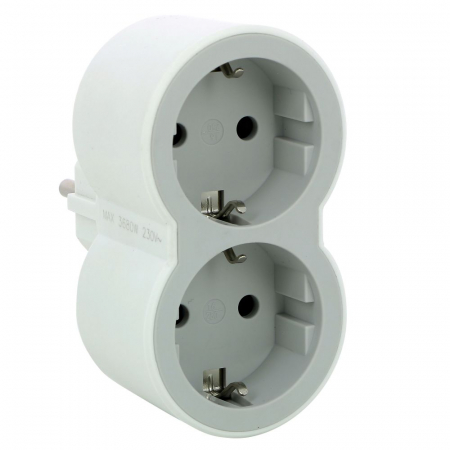 Prelungitoare si derulatoare - Bloc priza dubla standard 2P+T 16A alb-gri Legrand 694516