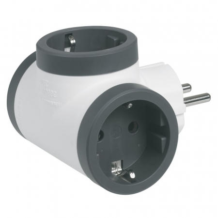 Prelungitoare si derulatoare - Bloc priza tripla iesire laterala standard 2P+T 16A alb Legrand 694520