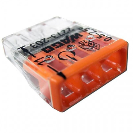 Distributie si comanda electrica - Clema conector conductori unifilari 3x max 2.5mm Wago 2273-203