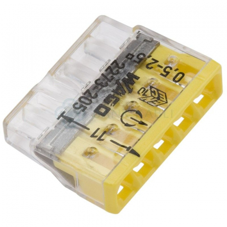 Cleme si conectori - Clema conector conductori unifilari 5x max 2.5mm Wago 2273-205