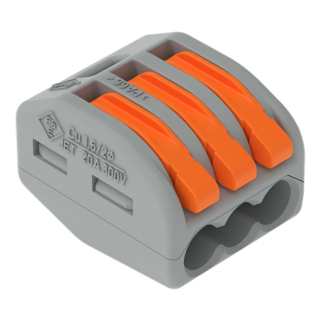 Cleme si conectori - Clema conector pentru toate tipurile de conductori 3x max 4mm Wago 222-413