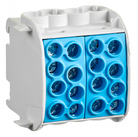 Distributie si comanda electrica - Clema de derivatie Cu-Al 35mmp 4 intrari - 4 iesiri albastru Schrack IKA26222