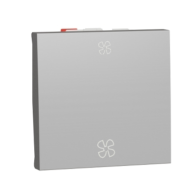 Intrerupatoare Unica - Comutator cu doua cai control ventilator 2M Schneider Noua Unica aluminiu NU320330VMC
