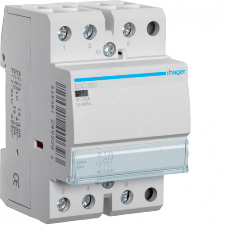 Toate produsele - Contactor modular 63A 3ND 230V Hager ESC363