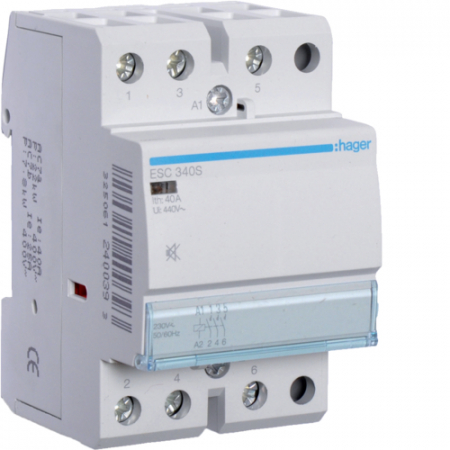 Toate produsele - Contactor silentios 40A 3ND 230V Hager ESC340S