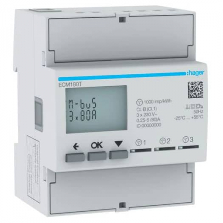 Tablouri electrice - Contor monofazic digital direct 3X80A MBUS 4M Hager ECM180T