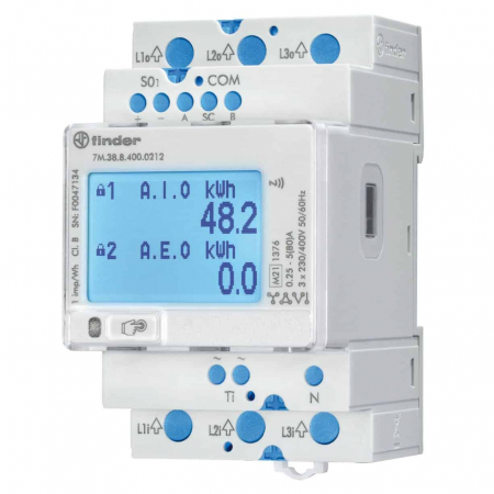 Tablouri electrice - Contor trifazic activ reactiv digital direct 80A 3M Finder 7M3884000212