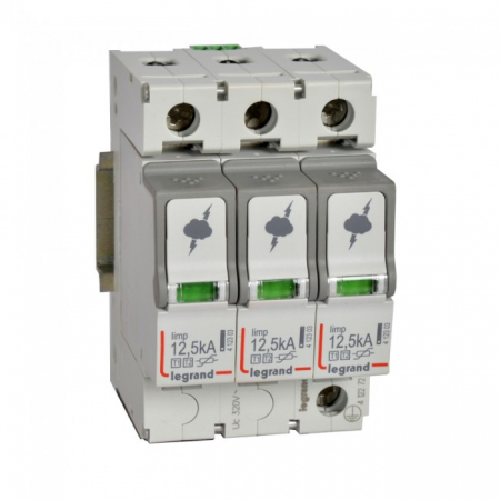Distributie si comanda electrica - Descarcator supratensiune SPD T1+T2 12,5kA 3P Legrand 412272