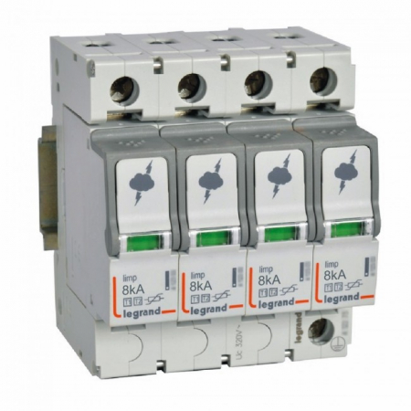 Distributie si comanda electrica - Descarcator supratensiune SPD T1+T2 8kA 4P Legrand 412253