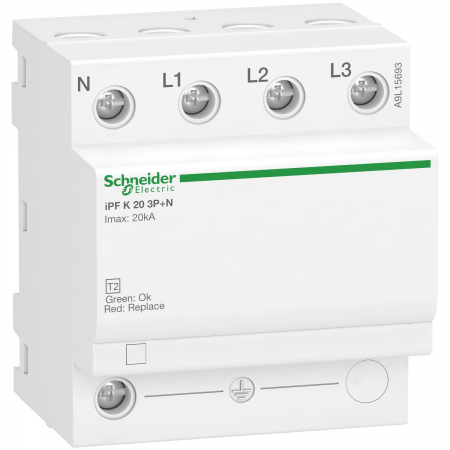 Descarcatoare - Descarcator supratensiune SPD T2 20kA 3P+N stanga Schneider A9L15693