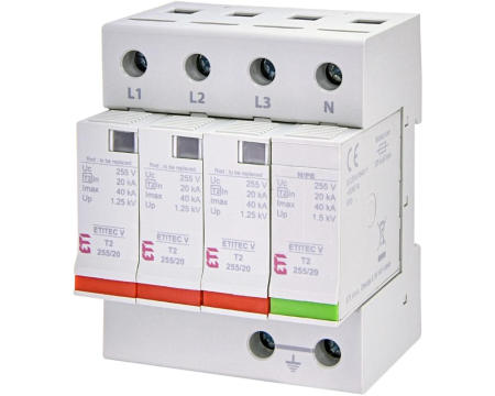 Descarcatoare - Descarcator T2 4P 255V 20kA 3+1 fara semnalizare Eti 002442957
