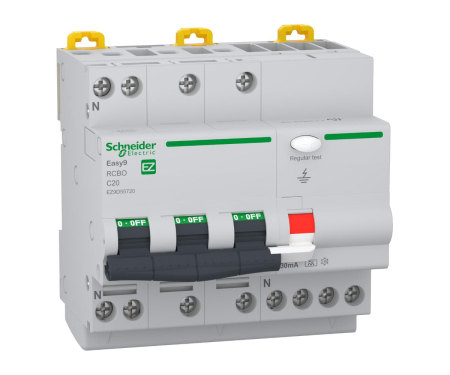 Protectie Diferentiala - Diferential RCBO 20A 3P+N C 30mA 6kA Easy9 Tip A Schneider EZ9D55720