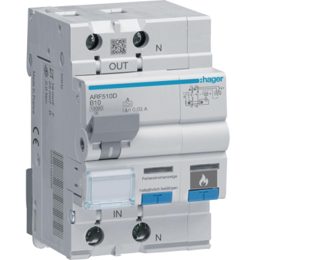 Distributie si comanda electrica - Diferential RCBO+AFDD 1P+N 10A B 30mA 10KA tip A Hager ARF510D