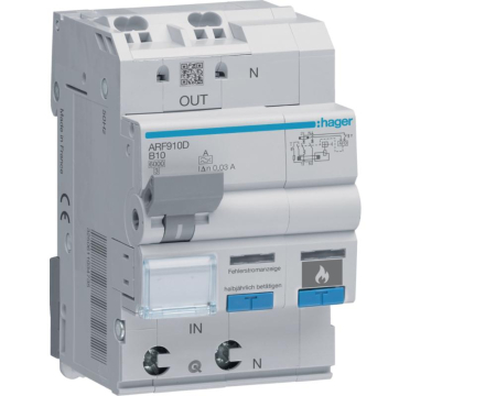 Protectie Diferentiala - Diferential RCBO+AFDD 1P+N 10A B 30mA 6KA tip A Hager ARF910D