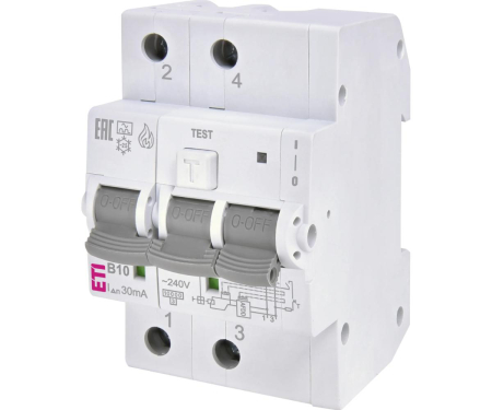 Distributie si comanda electrica - Diferential RCBO+AFDD 2P 10A B 30mA 10KA tip A Eti 002173812