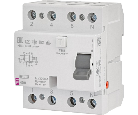 Distributie si comanda electrica - Diferential RCCB 40A 3P+N 300mA 10kA tip A Eti 002061532
