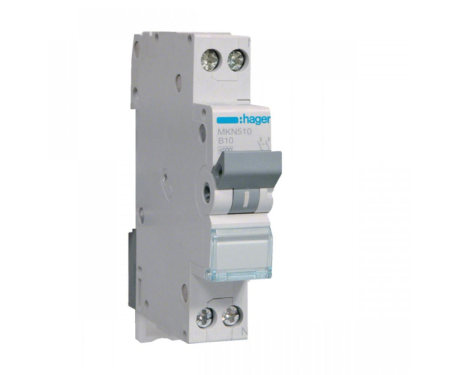 Distributie si comanda electrica - Disjunctor MCB 10A 1P+N 6kA curba B Hager MKN510