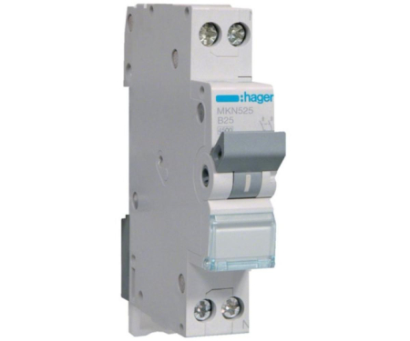 Distributie si comanda electrica - Disjunctor MCB 25A 1P+N 6kA curba B Hager MKN525
