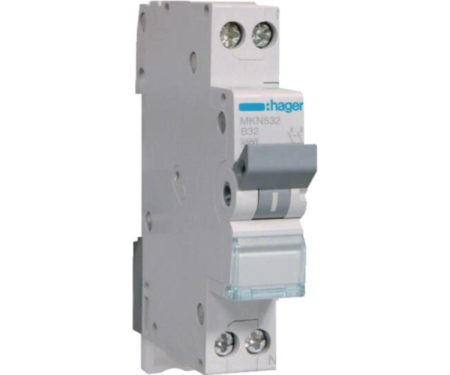 Distributie si comanda electrica - Disjunctor MCB 32A 1P+N 6kA curba B Hager MKN532