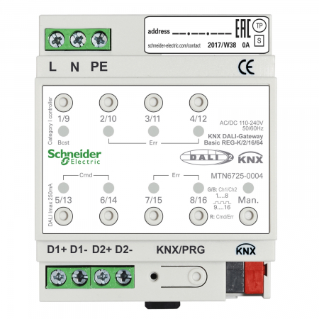 Prize si intrerupatoare - Gateway Basic KNX DALI REG-K/2/16/64 Schneider MTN6725-0004