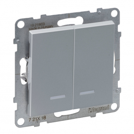 Legrand Suno - Intrerupator cap scara dublu cu led Legrand Suno aluminiu 721318