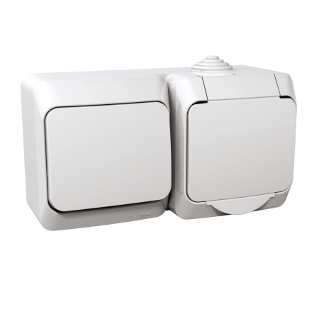 Schneider Cedar - Intrerupator cap scara si priza schuko PT IP44 Schneider Cedar alb WDE000504