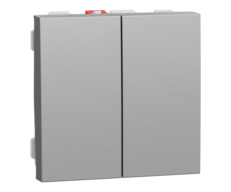 Intrerupatoare Unica - Intrerupator dublu 2M Noua Unica aluminiu NU321130