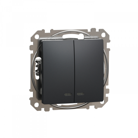 Intrerupator dublu cu led albastru Schneider Sedna antracit SDD114105L [1]