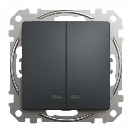 Intrerupatoare Sedna - Intrerupator dublu cu led albastru Schneider Sedna antracit SDD114105L