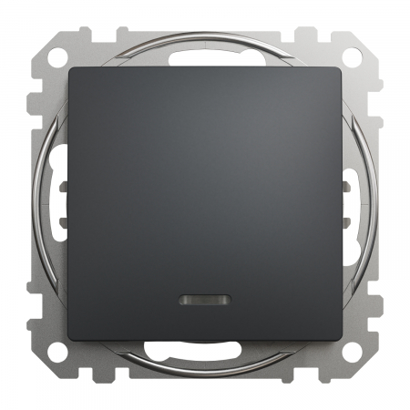 Schneider Sedna Design - Intrerupator revenire cu led albastru Schneider Sedna antracit SDD114111L