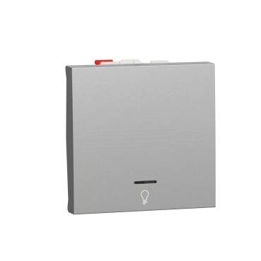 Intrerupatoare Unica - Intrerupator revenire simbol lumina cu led 2M Schneider Noua Unica aluminiu NU320630LN