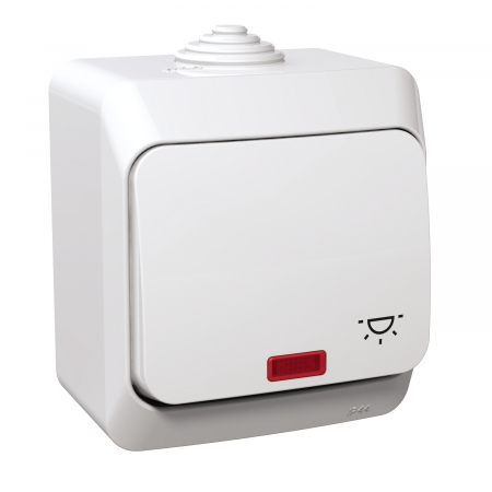 Schneider Cedar - Intrerupator revenire simbol lumina cu led PT IP44 Schneider Cedar alb WDE000516